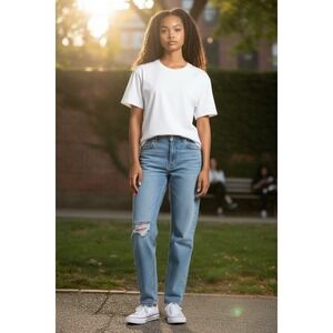 Abercrombie & Fitch Curve Love The Mom High Rise Light Wash Jean 27/4S